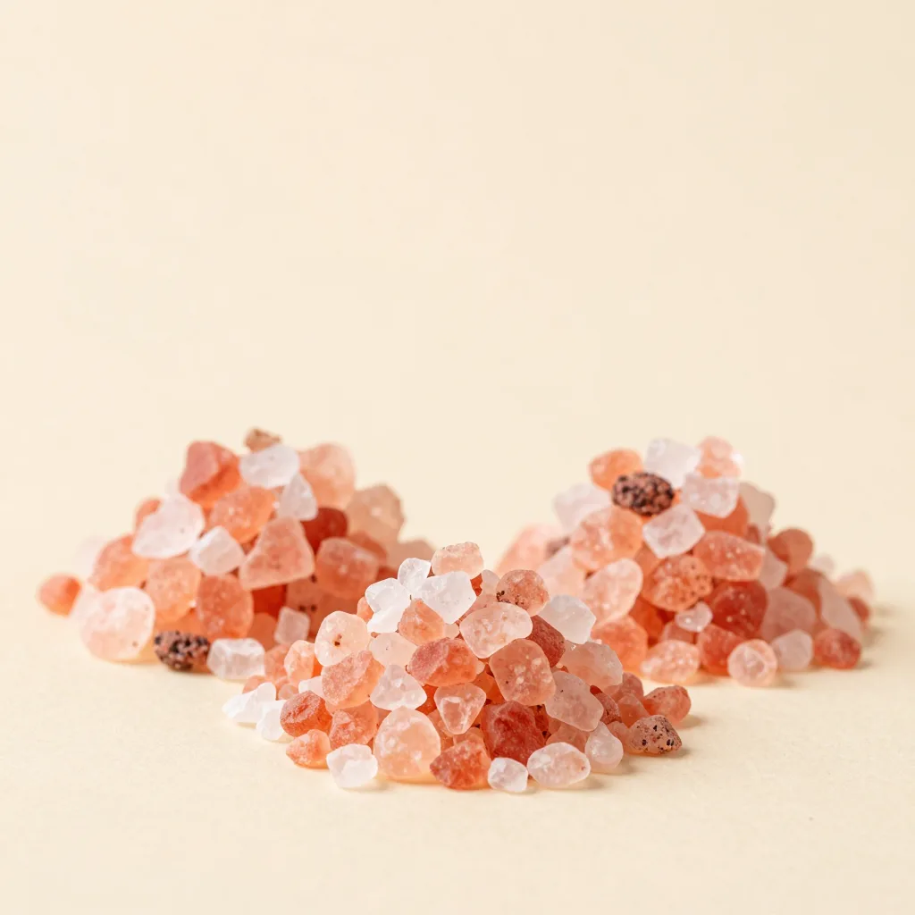 A trio of pink salts on a light background